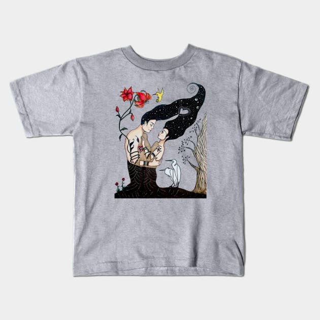 Spiritual Connection Kids T-Shirt by rosana art